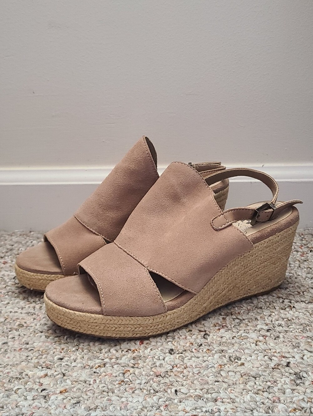 Vince Camuto Allana Espadrille Wedge Sandals 7M Taupe Leather